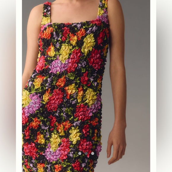 Yukiko Noritake Square-Neck Pebble-Smocked S/M Anthro TTS - Picture 3 of 11